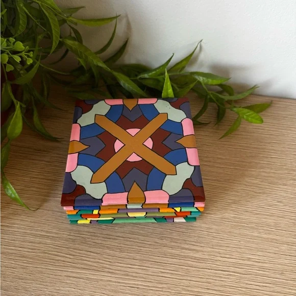 Colorful Geometric Coasters Set - Picture 2 of 5
